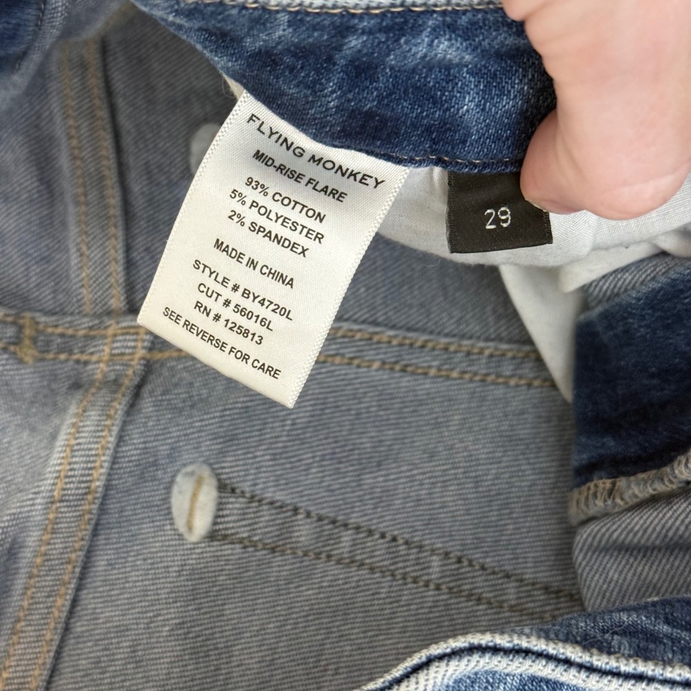 Flying Monkey Mid-Rise Flare Distressed Raw Hem Jeans BY4720L Blue Size 29 - Picture 3 of 12